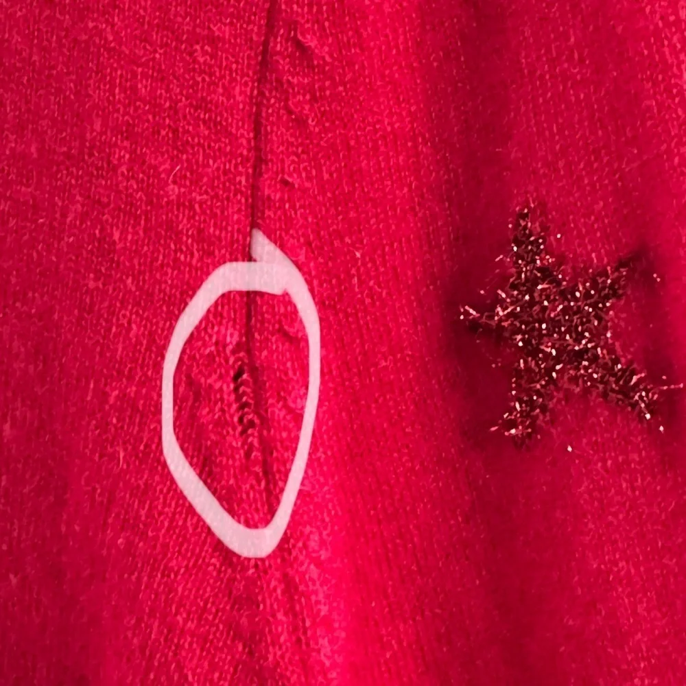Talbots Petite Red Star Sweater MP Metallic Stars Crewneck Holiday